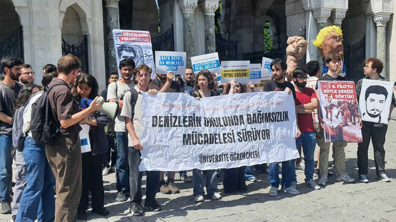 Beyazıt Meydanı'nda NATO karşıtı eylem: 'Emperyalizmin savaş politikalarının bedelini emekçi halklar ve gençler ödüyor'