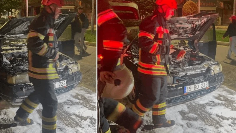 Çorum'da otomobil yangını