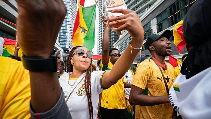 Toronto'da Gana'nın Panama'yı Dünya Kupası'nda son dakika golüyle yenmesi kutlandı