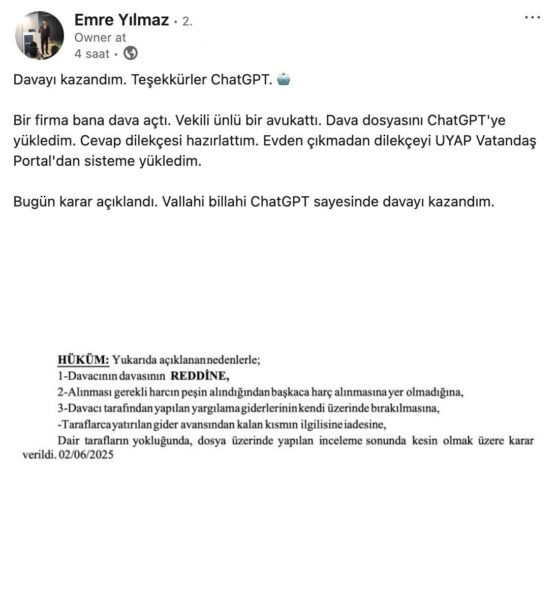 ChatGPT +18 konuşma yapabilecek! Korkulan oldu! emre yılmaz chatgpt yapay zeka dilekçe davayı kazandı